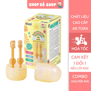 Set rơ lưỡi và bàn chải đánh răng silicon KICHILACHI cho bé từ 0 - 18 tháng Shop Bố Soup