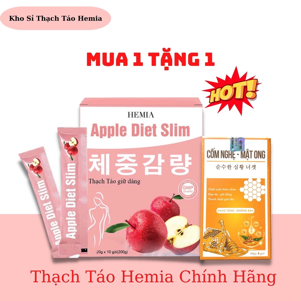 Thạch Giảm Cân Hemia Chính Hãng Thạch Táo Giảm Cân Apple Diet Slim Hộp 10 gói