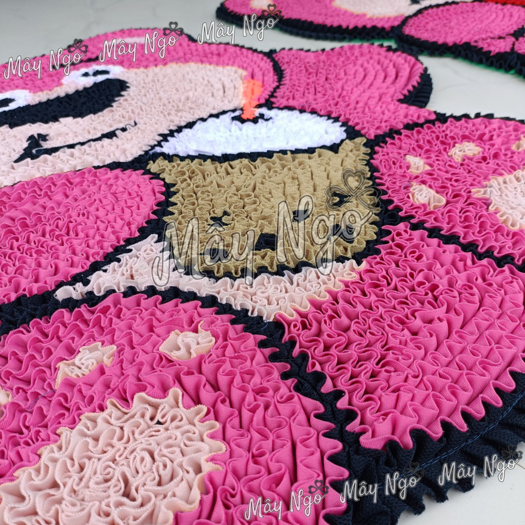 Thảm trang trí thảm lau chân gấu dâu lotso may thủ công