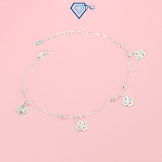 Lắc chân nữ bạc cỏ 4 lá đính đá may mắn LCN0112 - Trang Sức TNJ 