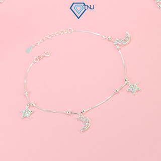 Lắc chân bạc nữ hình trăng sao đính đá đẹp LCN0113 - Trang Sức TNJ 
