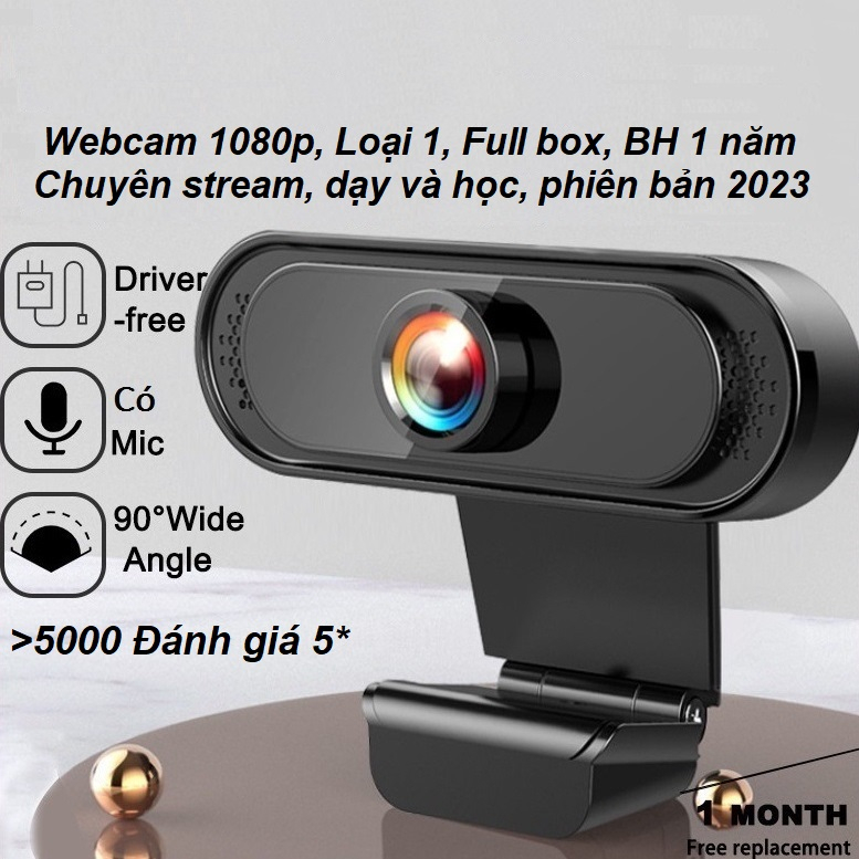 Webcam máy tính có mic full hd 1080p full box siêu nét dùng cho pc laptop bảo hành 1 năm