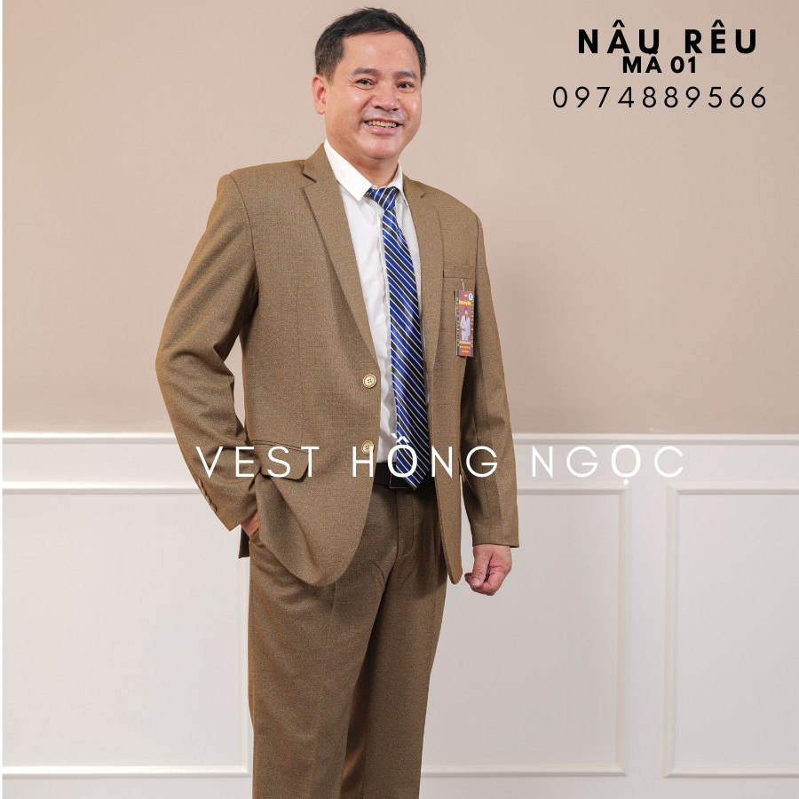 Bộ vest nam trung niên chất liệu tuýt si nhập khẩu ấn độ vest hàng VNSX