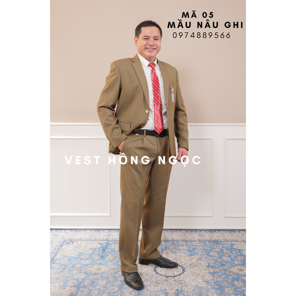 Bộ vest nam trung niên chất liệu tuýt si nhập khẩu ấn độ vest hàng VNSX