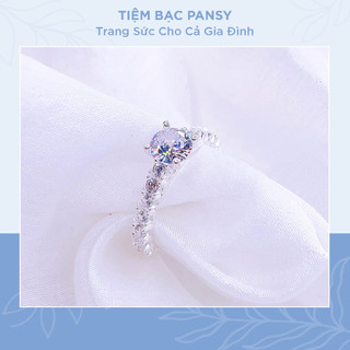 Nhẫn bạc nữ PANSY cạnh viền nạm đá cao cấp - Nhẫn nữ bạc đẹp