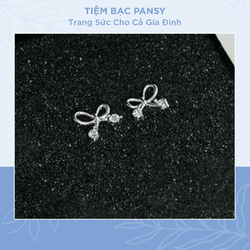 Bông tai bạc nữ PANSY nơ nhí basic - Khuyên tai nữ bạc ta cao cấp