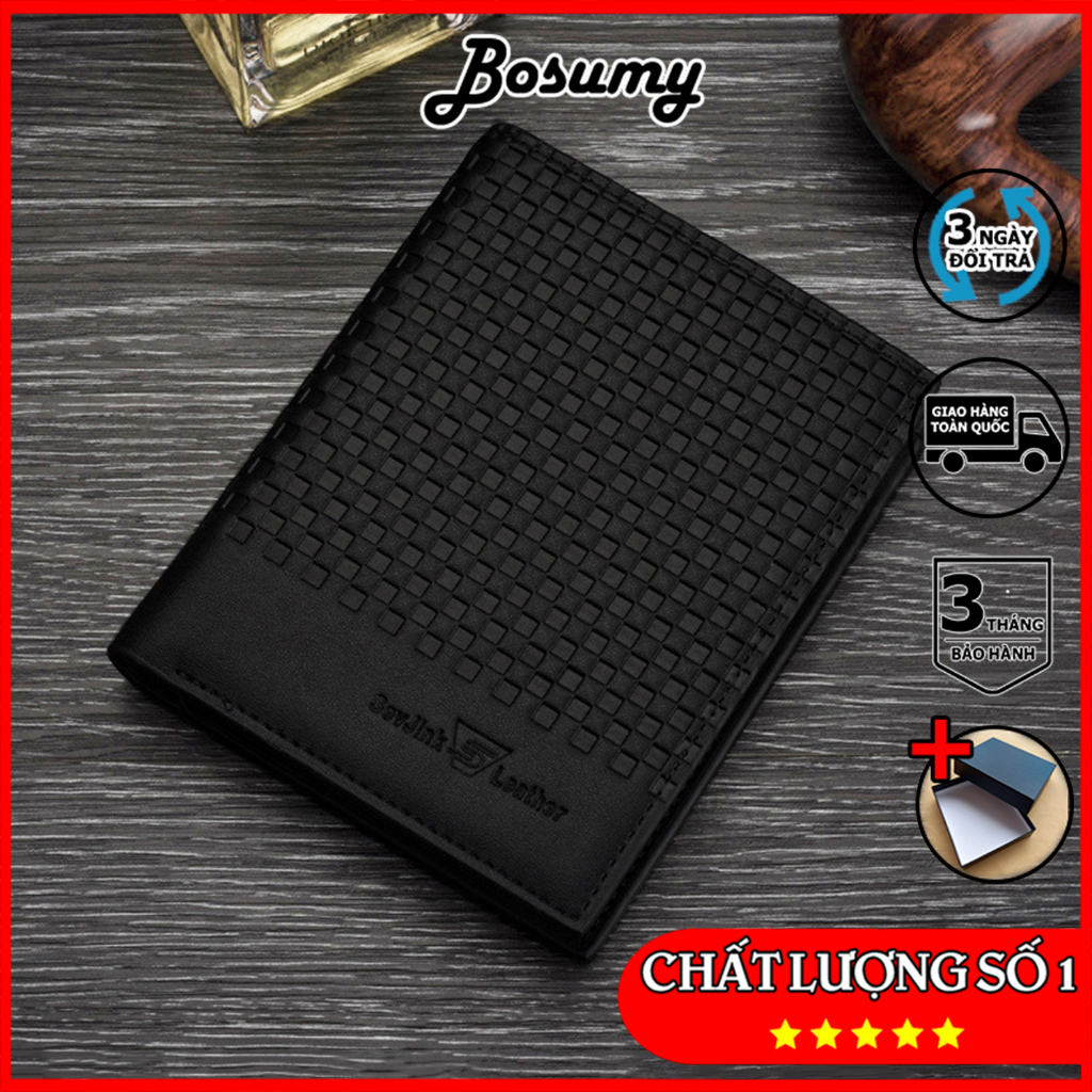 Ví nam đẹp kiểu đứng Bosumy D730 full hộp da PU cao cấp thiết kế nhỏ gọn lịch lãm