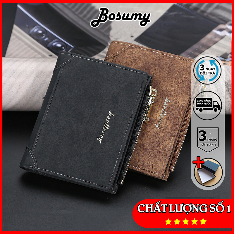 Ví nam nhỏ gọn Bosumy R051 da PU cao cấp full hộp màu sắc nam tính