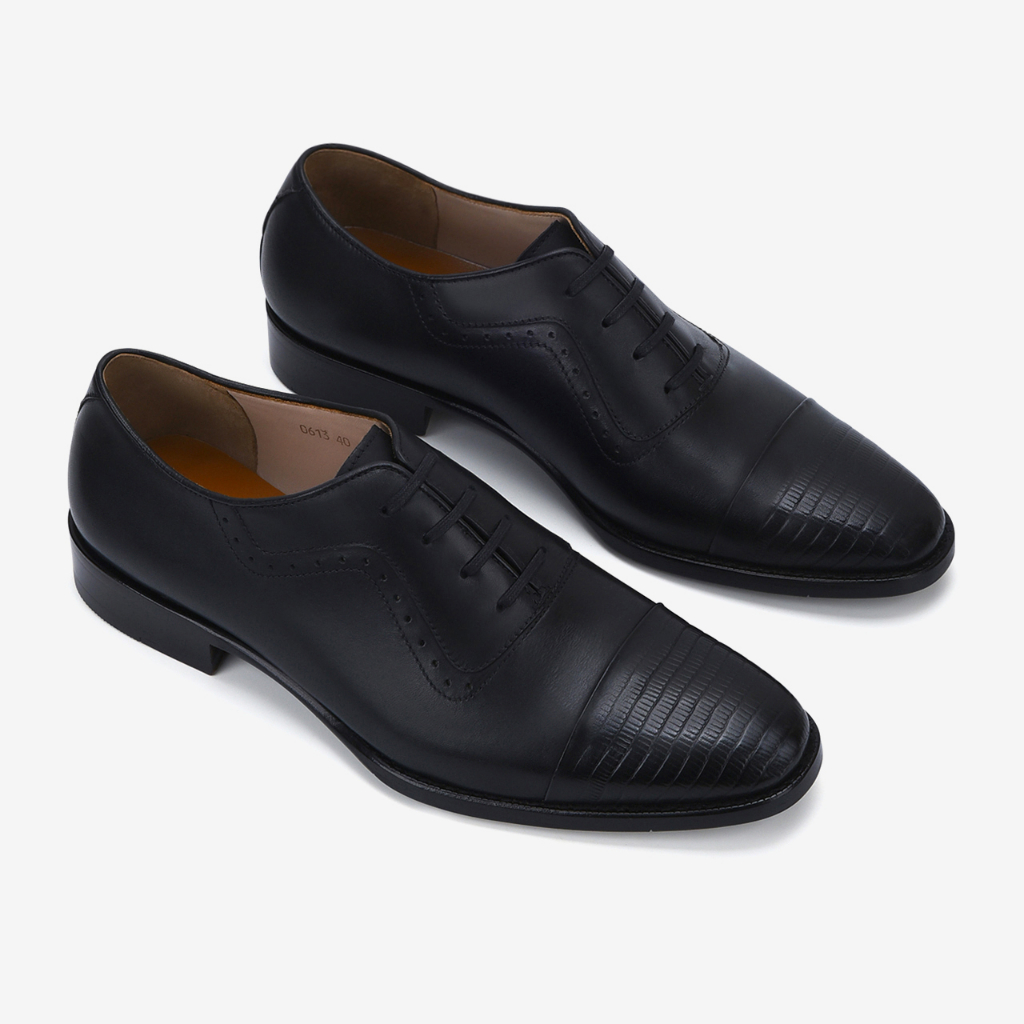 Giày Tây Nam Đông Hải Buộc Dây Mũi Nhọn Dập Nổi Cao Cấp 3cm - G0613