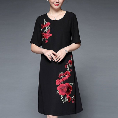 GOTI - SALE LẺ SIZE - Sale Xả Kho Đầm Suông Trung Niên U50-U60 Kiểu Đầm Dáng Suông Voan Cổ Tròn Tay Ngắn Thanh Lịch