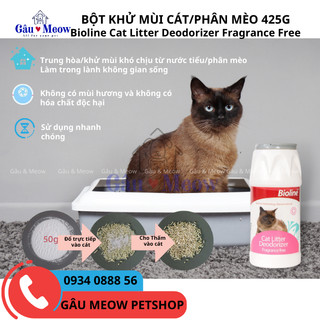 Bioline Cat Litter Deodorizer Fragrance Free Bột khử mùi giúp giảm kiềm mùi phân nước tiểu trong cát vệ sinh mèo 425g