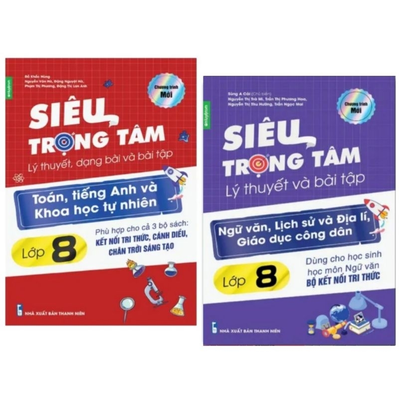 Combo 2 Cuốn Siêu Trọng Tâm Lý Thuyết và Dạng Bài Tập Toán, Anh, KHTN, Siêu Trọng Tâm Lớp 8 Văn, KHXH (Kết Nối Tri Thức)