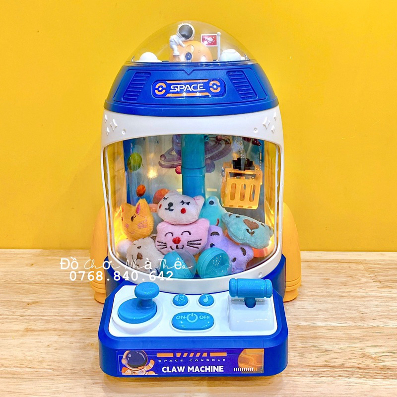 Đồ Chơi máy gắp thú bông mini, Máy gắp thú hình tên lửa phi hành gia cho bé