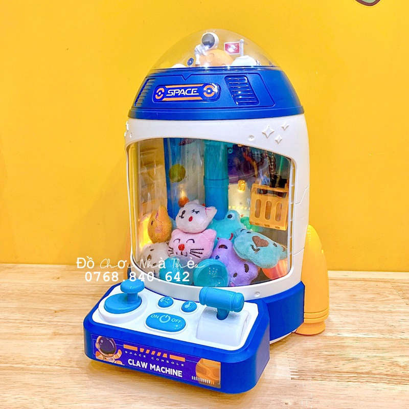 Đồ Chơi máy gắp thú bông mini, Máy gắp thú hình tên lửa phi hành gia cho bé