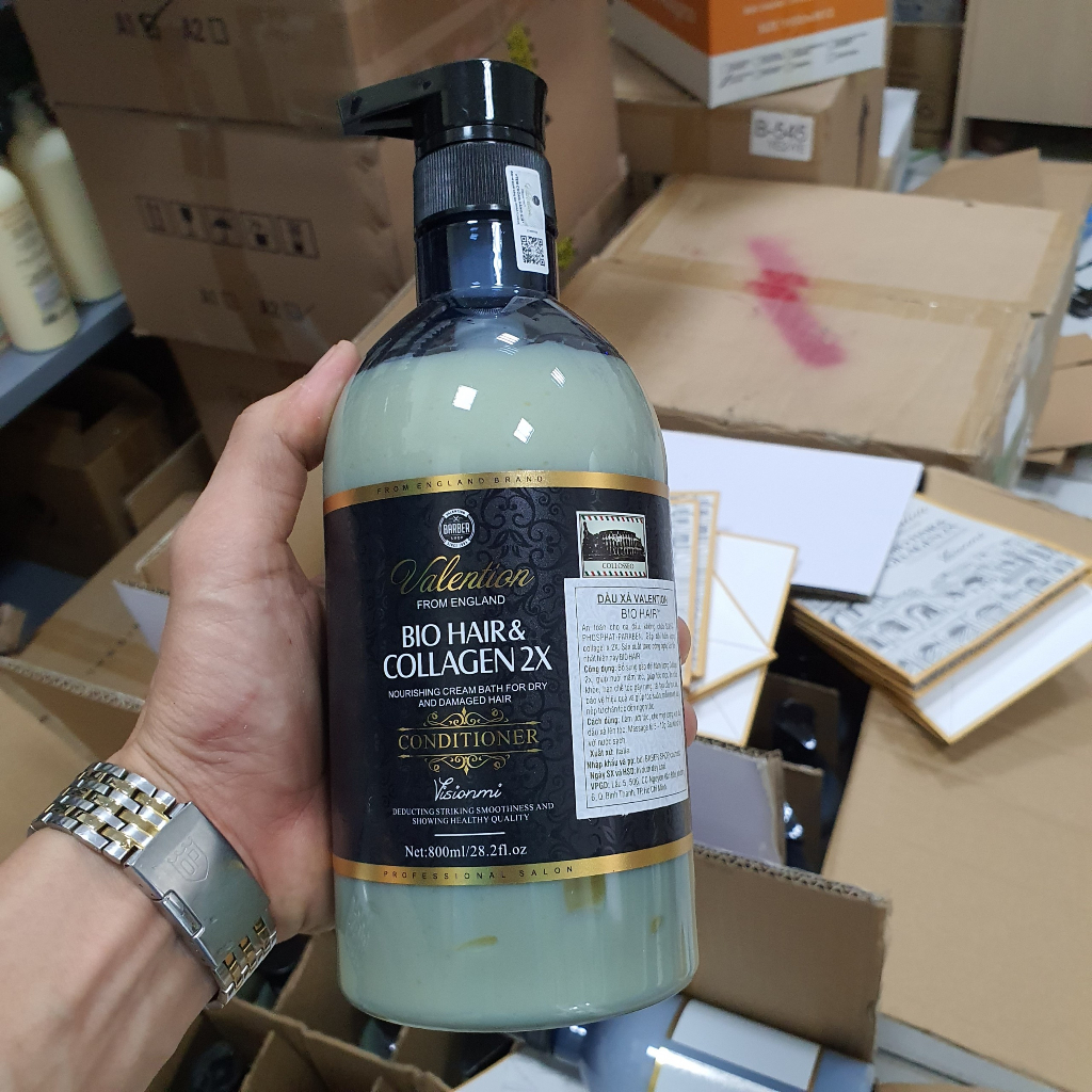 Cặp Dầu Gội Xả Valention Bio Hair & Collagen 500ml - 800ml Hương Nước Hoa Phục Hồi Dưỡng Tóc Suôn Mượt | ovychee_vietnam