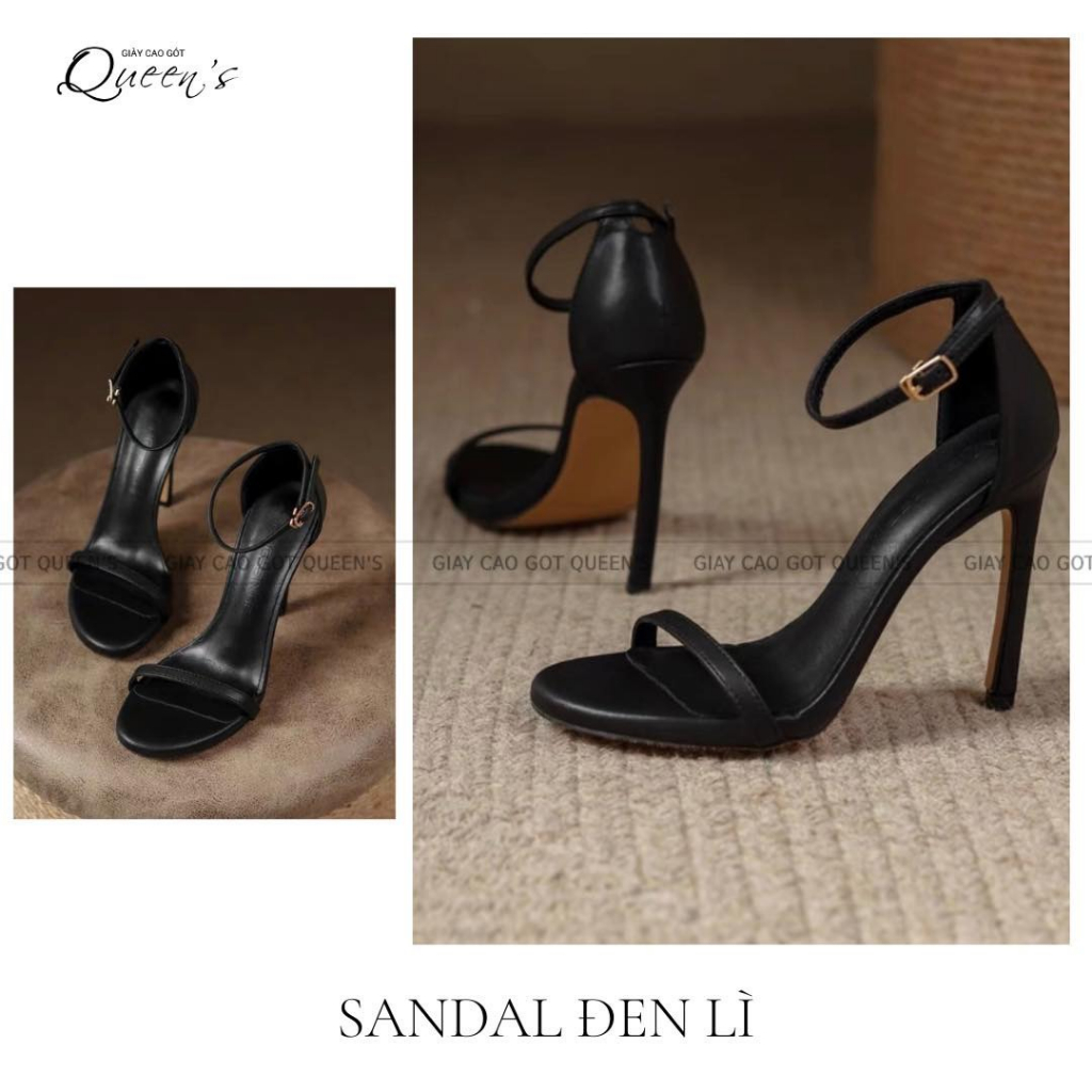 GIÀY SANDAL ĐEN LÌ CAO CẤP, CAO 8-10-11CM