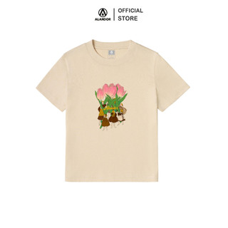 Baby tee Alandor form ôm body tay ngắn cổ tròn chất cotton 100% co dãn hai chiều nhiều màu mẫu Tulip Cô Gái Tí Hon