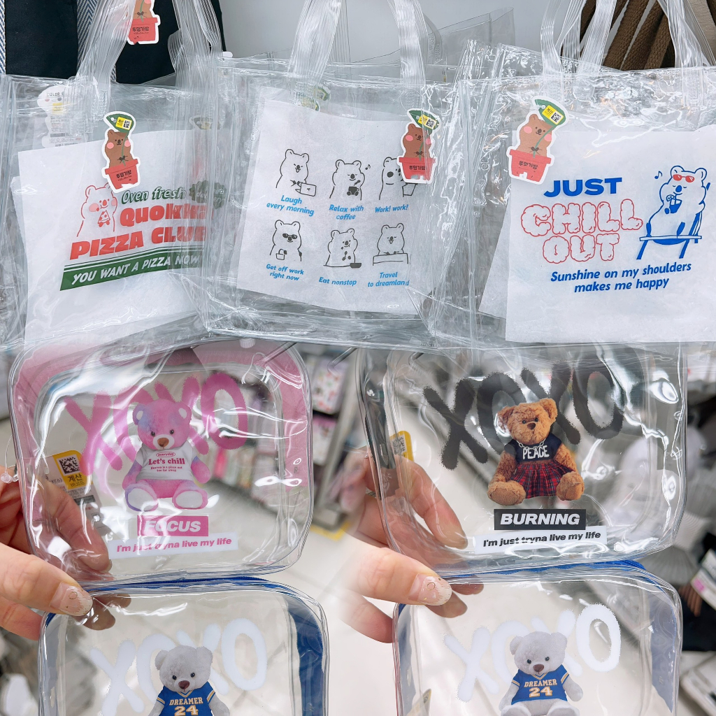 Túi xách ví hộp bút túi đựng mỹ phẩm pouch mini pvc trong suốt Daiso hàn
