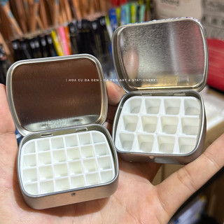 [DA ĐEN] Hộp Thiếc Mini Kèm Pan Chiết Màu 12|24 Ô