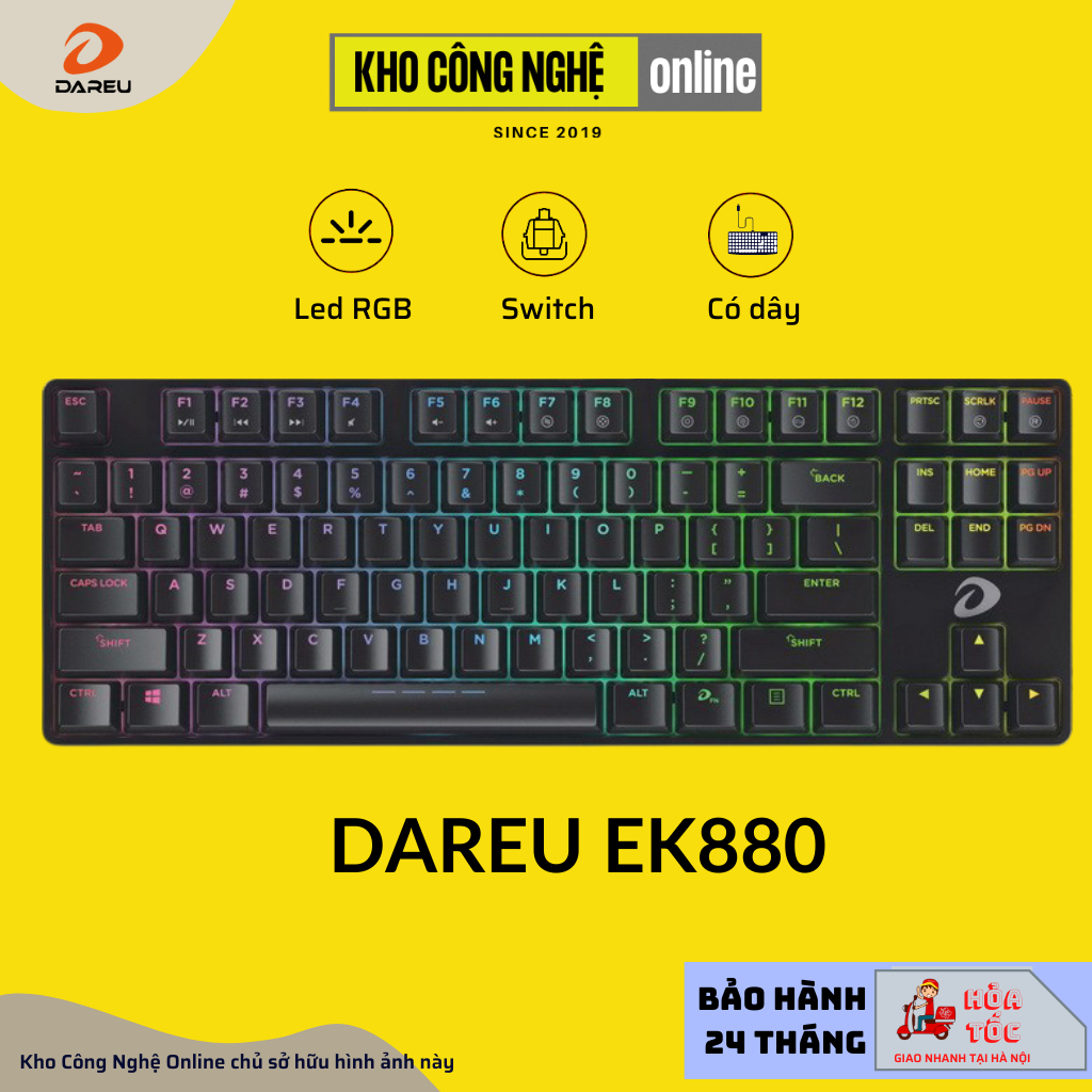 DAREU EK880 - Bàn phím cơ DAREU EK880 led RGB (RGB, Blue/ Brown/ Red D switch)