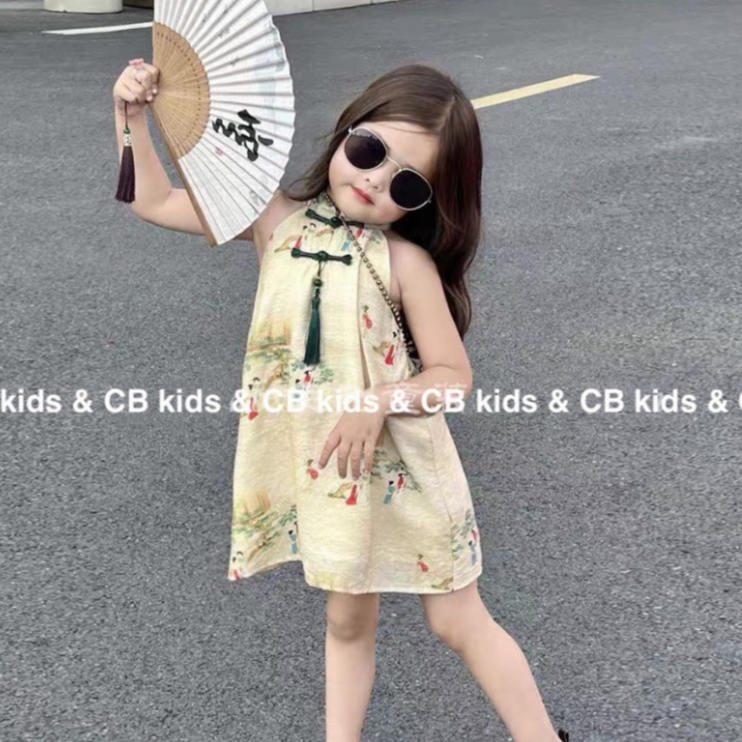 Áo dài cách tân cổ yếm cho bé gái diện Trung thu size đại 10-30kg Kittenbabyshop