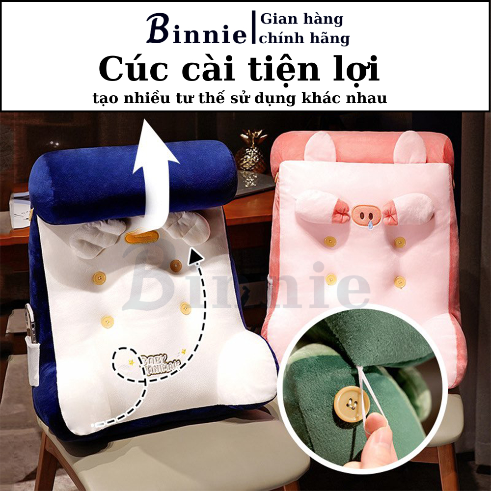 Gối tựa lưng ghế, tựa đầu giường hình thú BINNIECUTE dễ thương - Kích thước 50x45x20cm