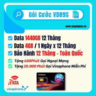 Sim Data VD89 Vinaphone Miễn Phí 720GB Và Gọi 12 Tháng