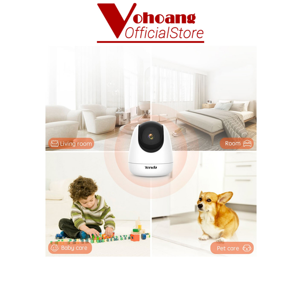 Camera wifi trong nhà xoay 360 độ Tenda CP6 3MP FullHD