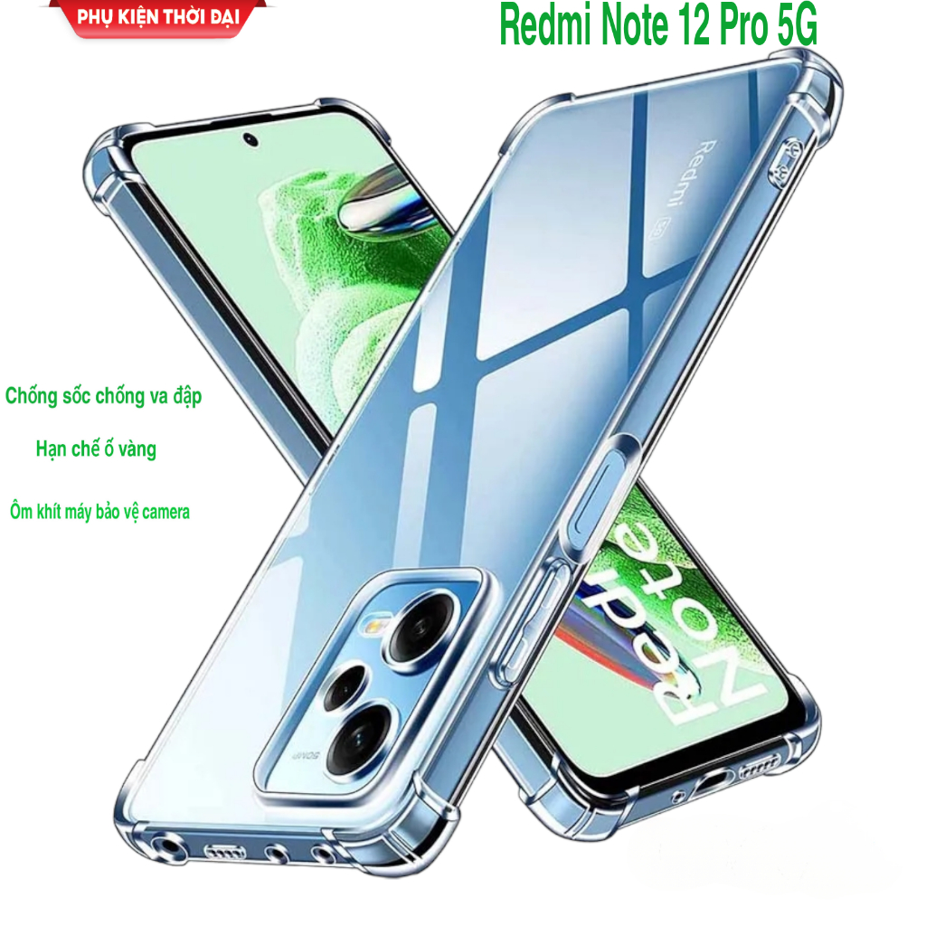 Ốp lưng Redmi Note 12 Pro 5G / Note 13 Pro 5G / Note 13 Pro Plus / Note 14 Pro / 14 Pro Plus dẻo trong suốt lồi 4 góc