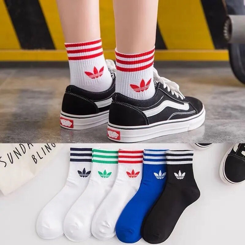 Sét 5 Đôi Tất Chân Adidas Vải Thun Cao Cổ Thời Trang Cao Cấp Đủ Màu Cho Nam Nữ