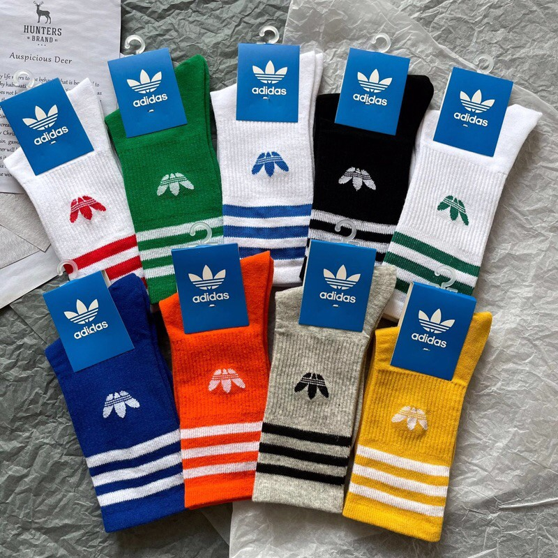 Sét 5 Đôi Tất Chân Adidas Vải Thun Cao Cổ Thời Trang Cao Cấp Đủ Màu Cho Nam Nữ