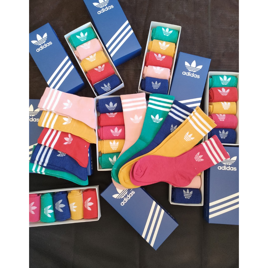 Sét 5 Đôi Tất Chân Adidas Vải Thun Cao Cổ Thời Trang Cao Cấp Đủ Màu Cho Nam Nữ