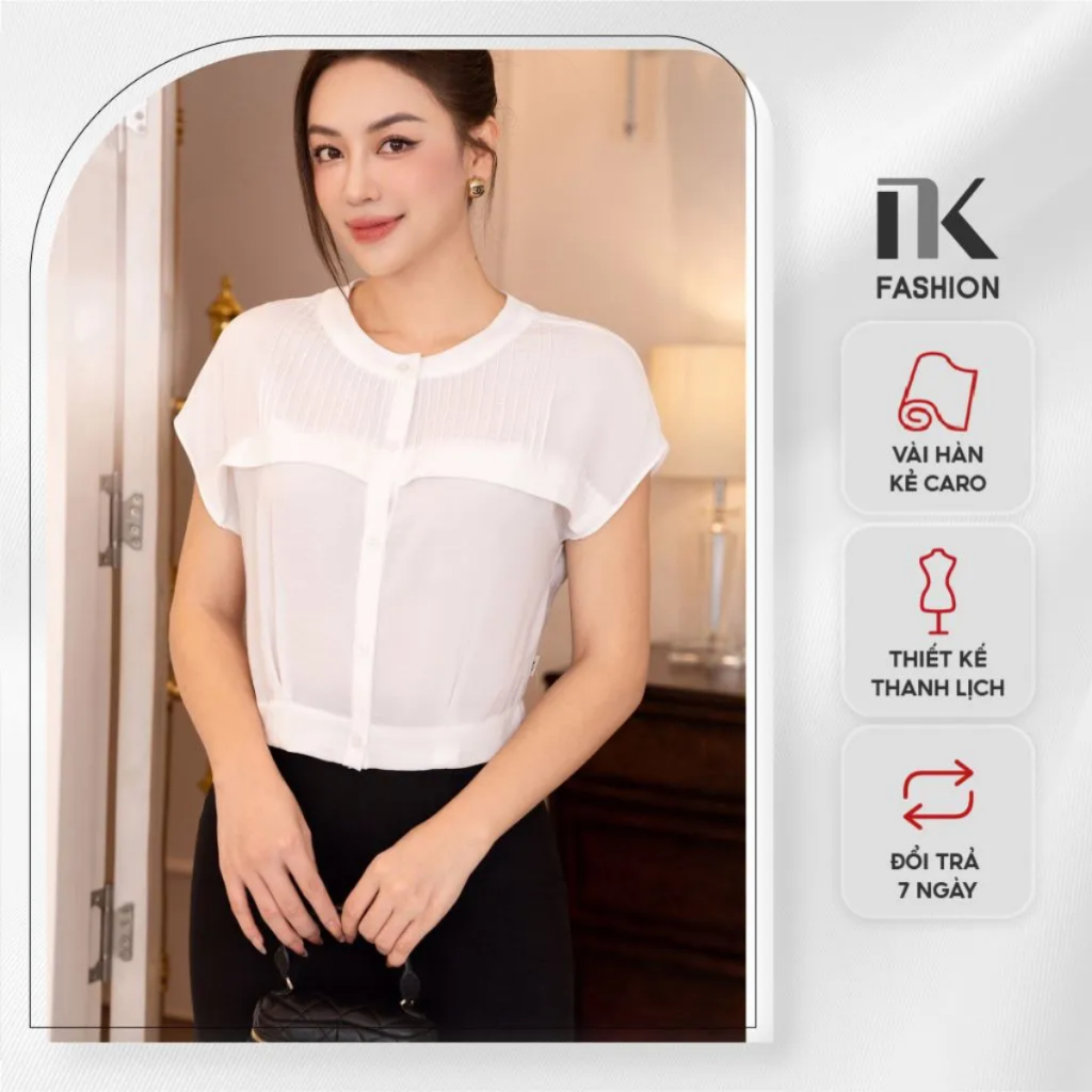 Áo Sơ Mi Cổ Tàu Trơn NK Fashion Thời Trang Công Sở Nữ Chất liệu Cao Cấp, Siêu Mềm Mại, Lên Form Đứng Dáng NKSM2305006