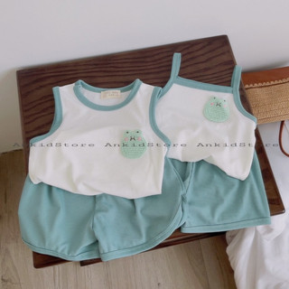 Bộ 2 Dây Bé Gái 6-16kg Chất Tăm Lạnh Logo Dệt, Bộ Hai Dây Mặc Hè Cho Bé Gái - AN.KID
