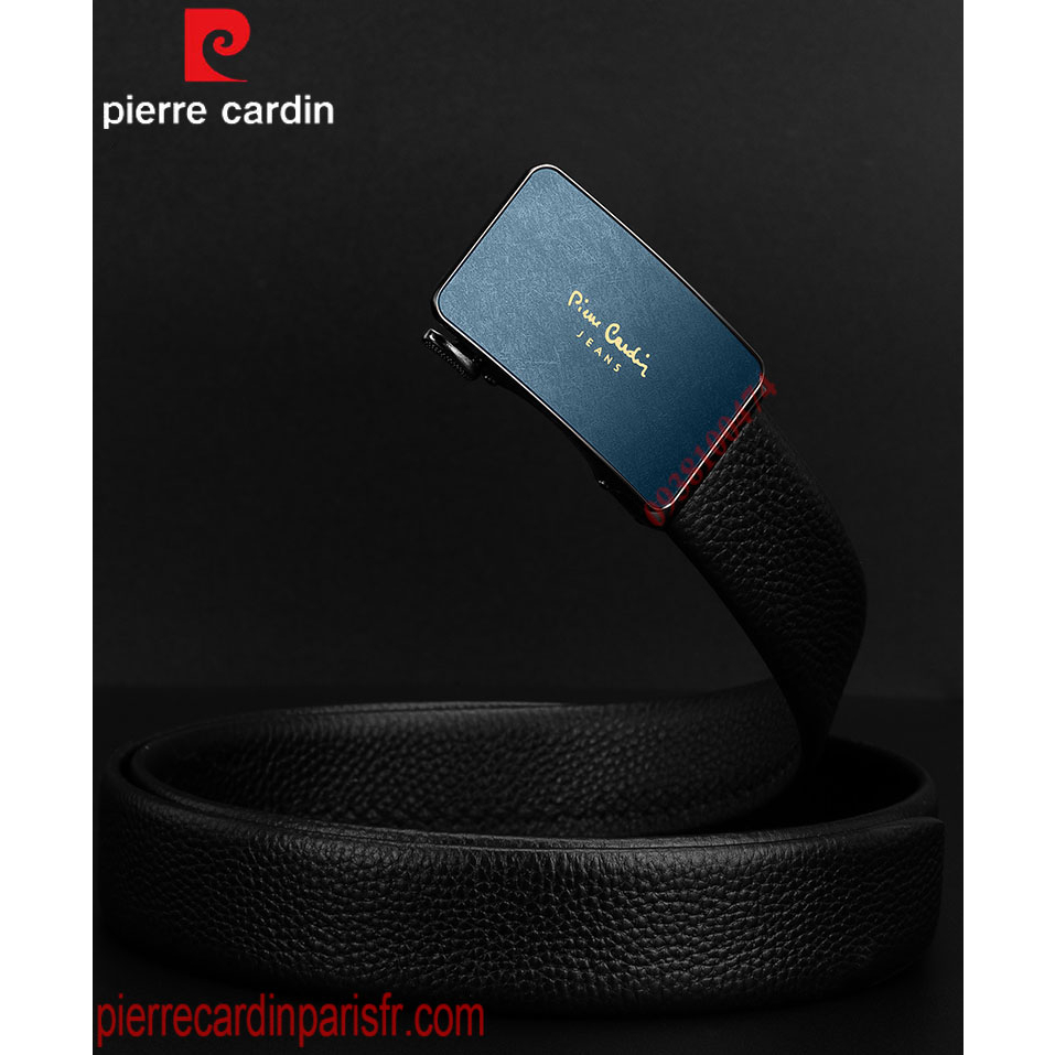 Thắt lưng Pierre Cardin chính hãng mặt khóa màu xanh khóa tự động dây da bò thật PCJ1081
