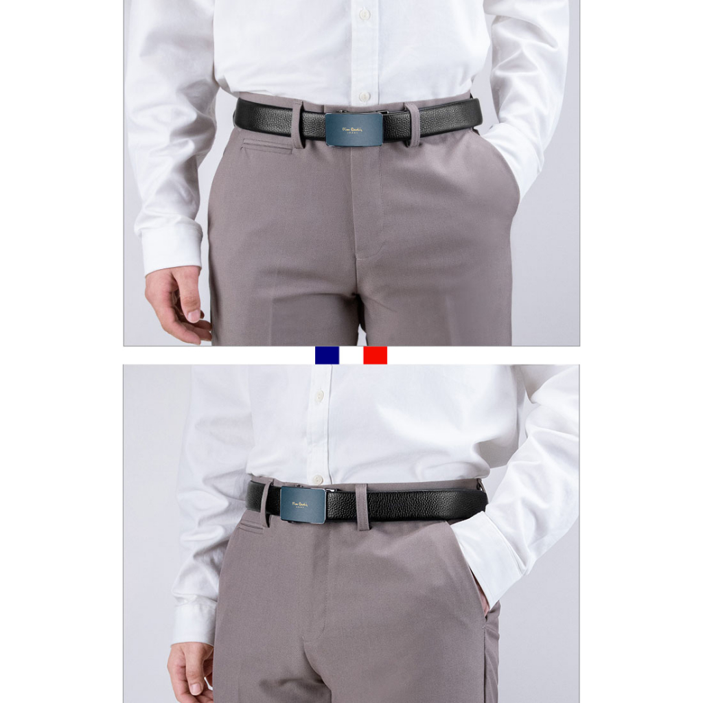 Thắt lưng Pierre Cardin chính hãng mặt khóa màu xanh khóa tự động dây da bò thật PCJ1081