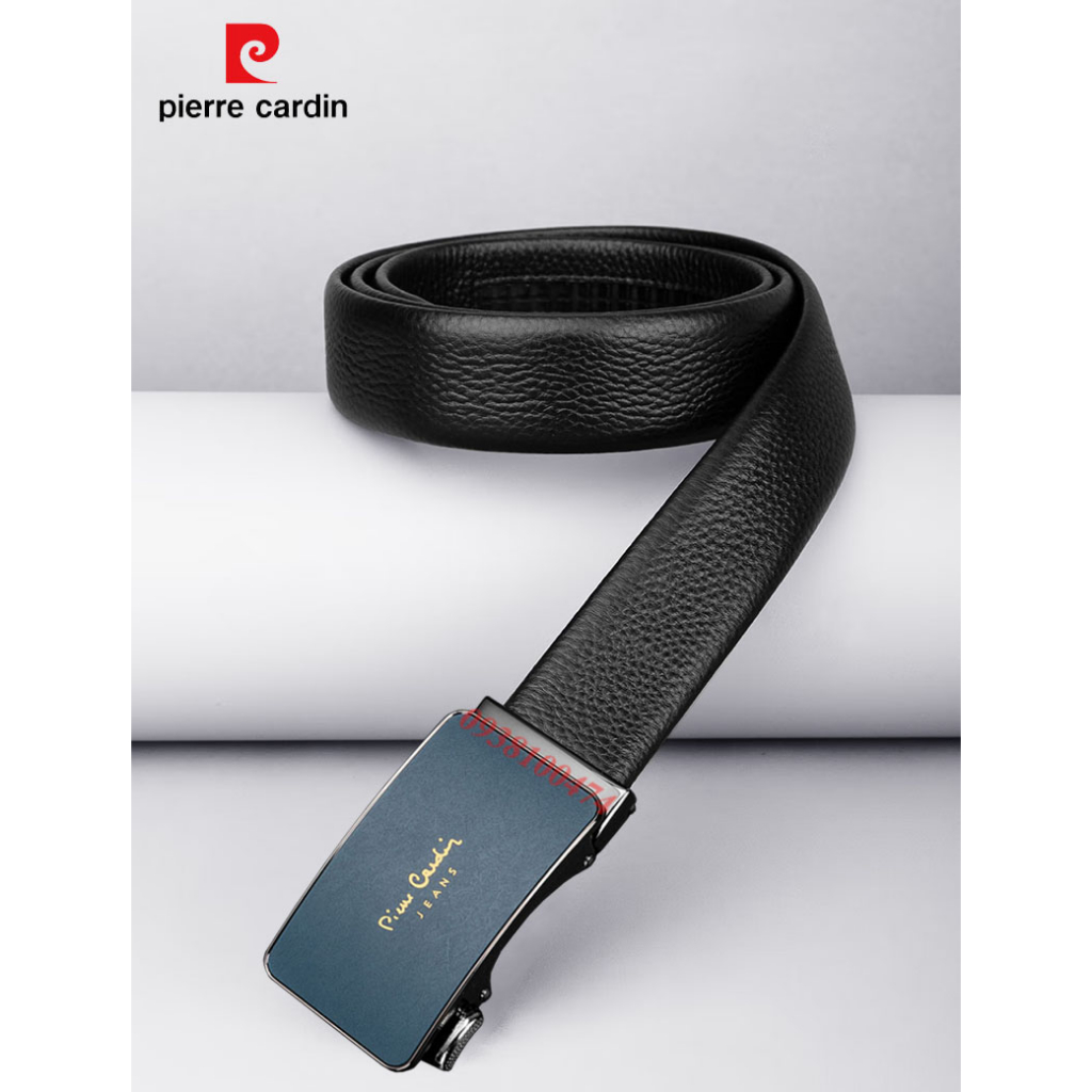 Thắt lưng Pierre Cardin chính hãng mặt khóa màu xanh khóa tự động dây da bò thật PCJ1081