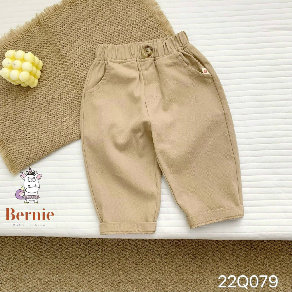 Quần kaki dài bé trai đính cúc BERNIE nhiều màu cho bé đi chơi, đi học size từ 9-24Kg Shushibaby