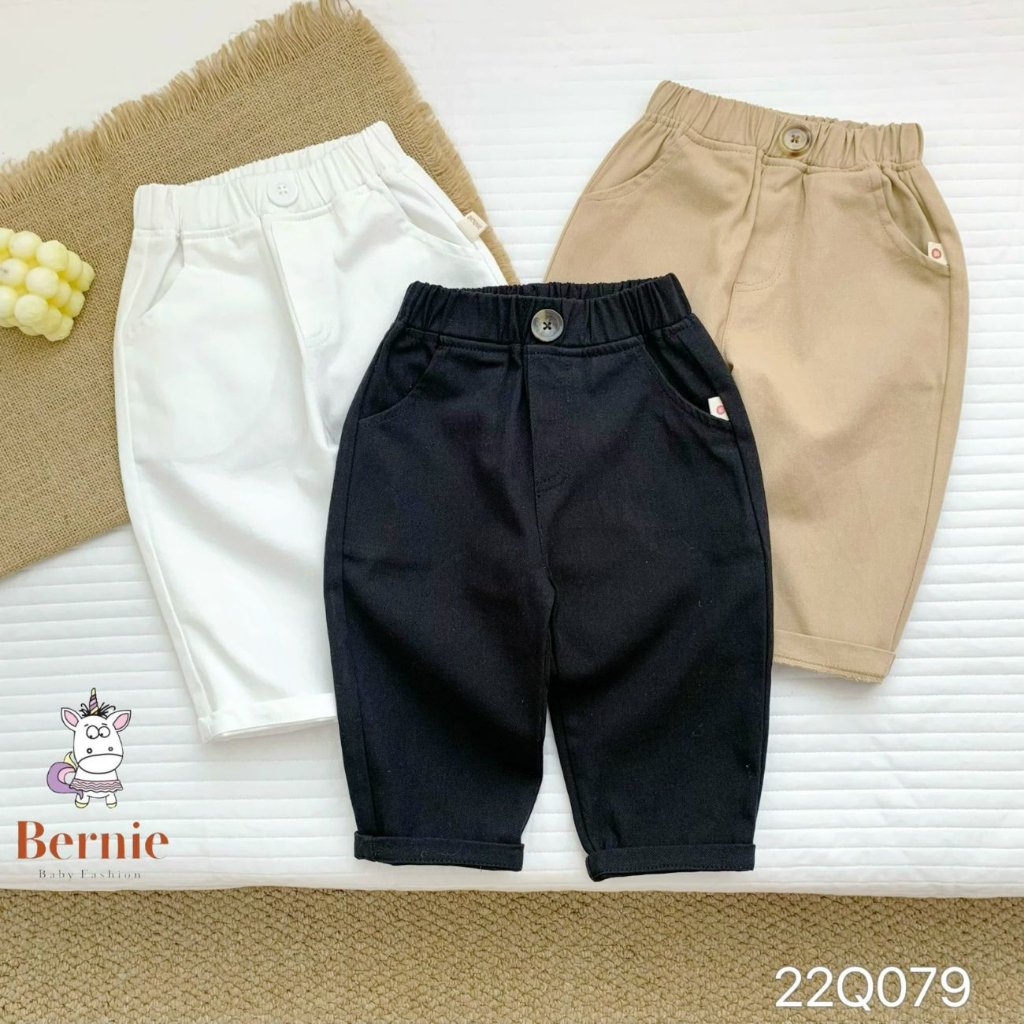Quần kaki dài bé trai đính cúc BERNIE nhiều màu cho bé đi chơi, đi học size từ 9-24Kg Shushibaby