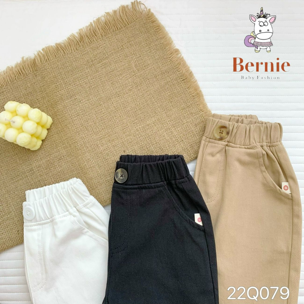 Quần kaki dài bé trai đính cúc BERNIE nhiều màu cho bé đi chơi, đi học size từ 9-24Kg Shushibaby