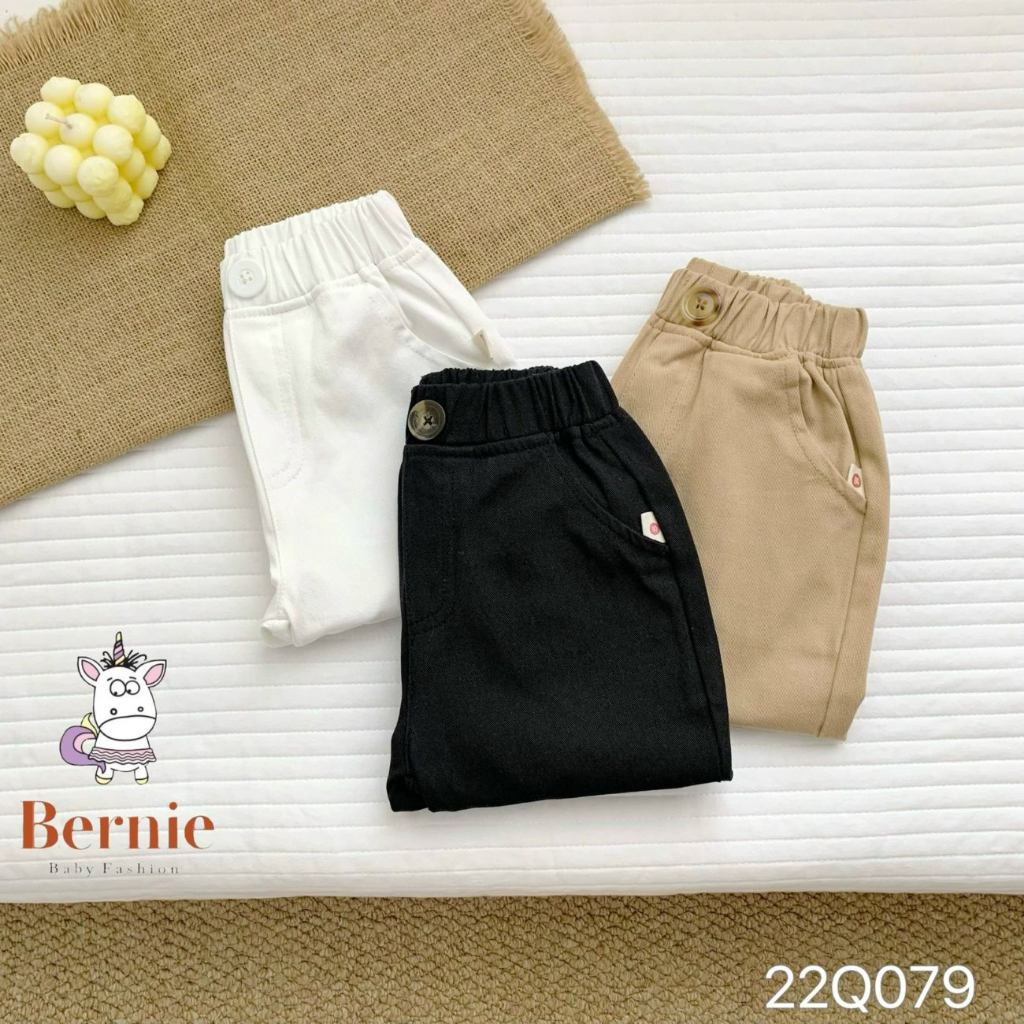 Quần kaki dài bé trai đính cúc BERNIE nhiều màu cho bé đi chơi, đi học size từ 9-24Kg Shushibaby