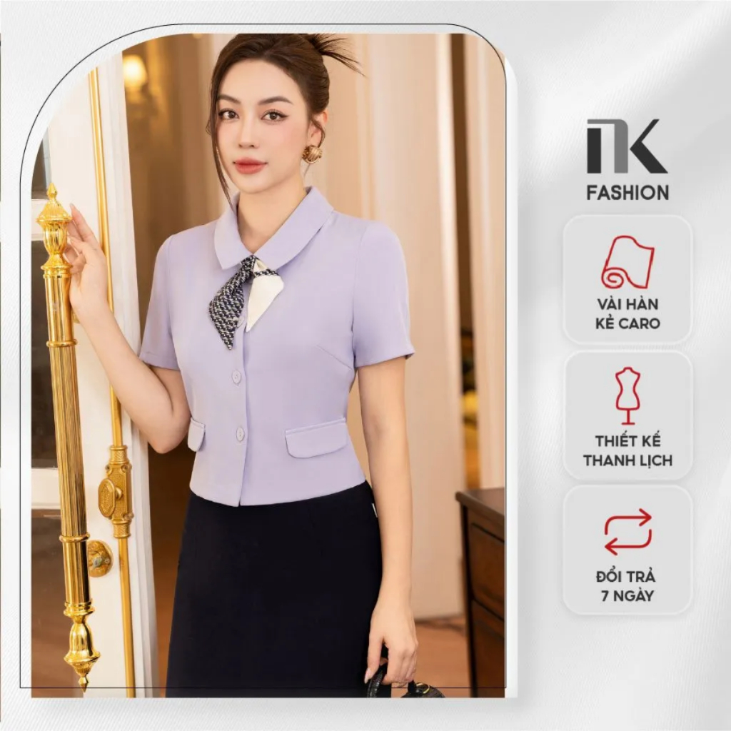Áo Sơ Mi Là Cổ Cúc Bọc Nắp Túi NK Fashion Kiểu Công Sở Nữ, Kiểu Dáng Trẻ Trung, Thanh Lịch Và Sang Trọng NKFSM2305003
