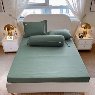  Bộ ga gối Cotton Tici 4 món bọc chun một màu trơn phong cách Hàn Quốc 