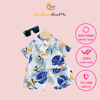 Bộ quần áo đi biển hoa lá cành, cây dừa cho bé trai, bé gái từ 1-6 tuổi