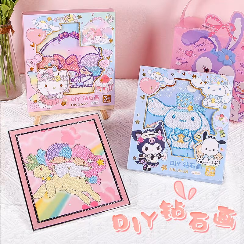 Thanh lý dọn kho Đồ chơi tranh đính đá kim cương tự làm có khung kèm phụ kiện kích thước 20x18 cm - chọn mẫu cho bé