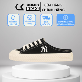 Giày mlb mule đen trơn chính hãng giá rẻ, sục đạp gót sneaker mlb playball origin mule ny đen black