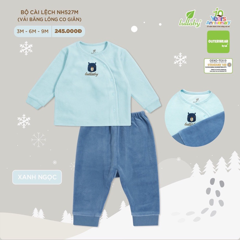 Bộ băng lông cài lệch cho bé trai và bé gái LULLABY NH527M