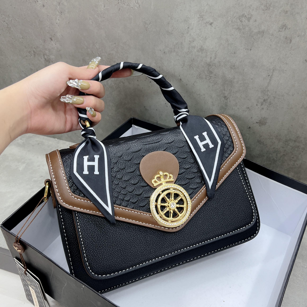 Túi xách nữ cầm tay, đeo chéo Bailinniao A14 Đen size 22