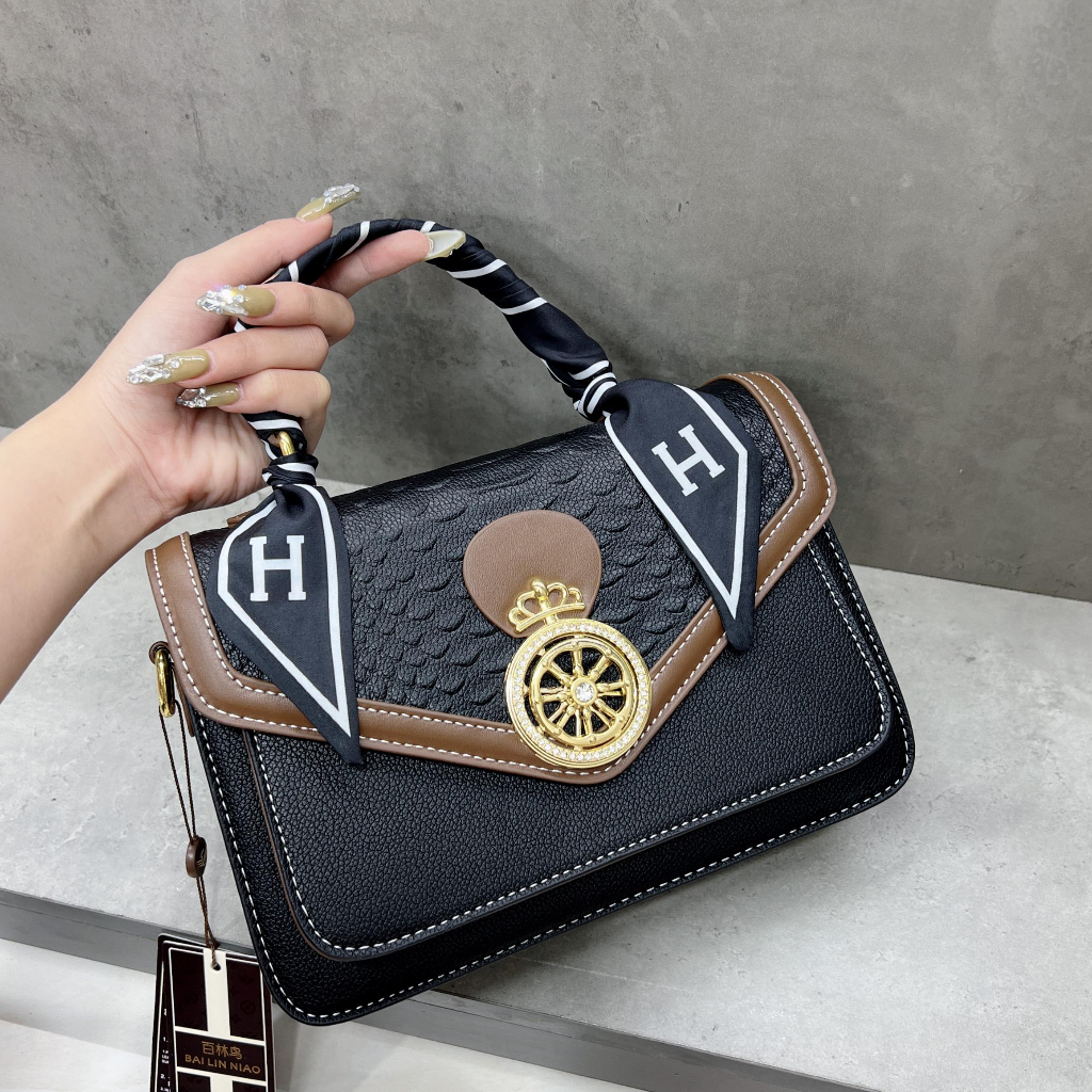 Túi xách nữ cầm tay, đeo chéo Bailinniao A14 Đen size 22