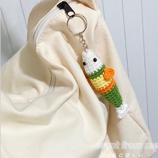 Móc khoá/keyring hình con cá bằng len để treo balo đáng yêu handmade